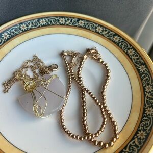 Elegant moon fluorite pendant  and gold bracelets